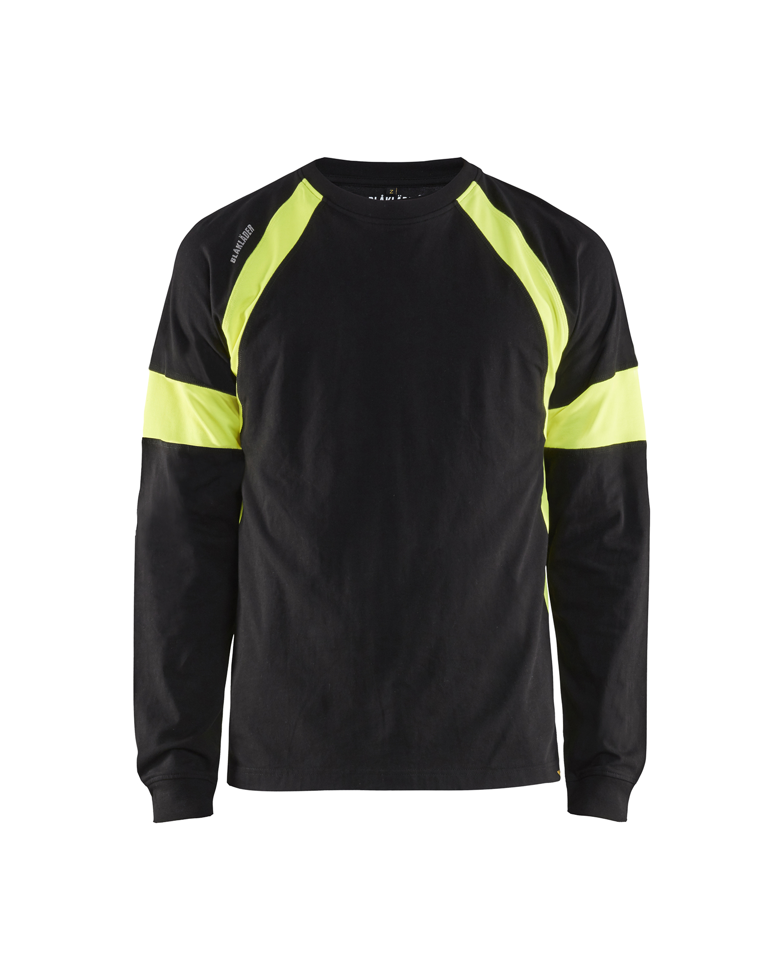 T-shirt long-sleeved Musta/Huomio keltainen